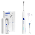 Curaprox Hydrosonic Easy box contents: handle, Sensitive brush head, USB charger and travel case